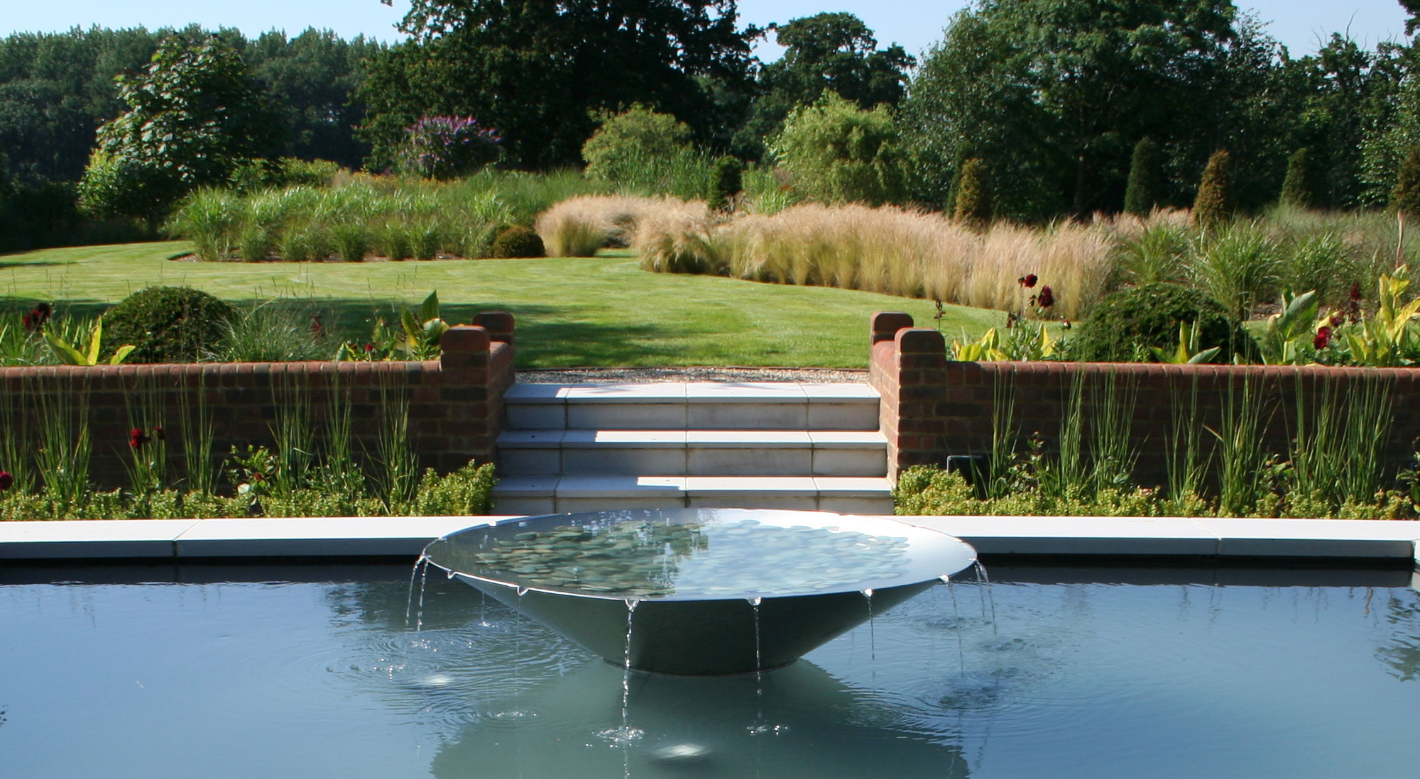 The terrace water feature after installation